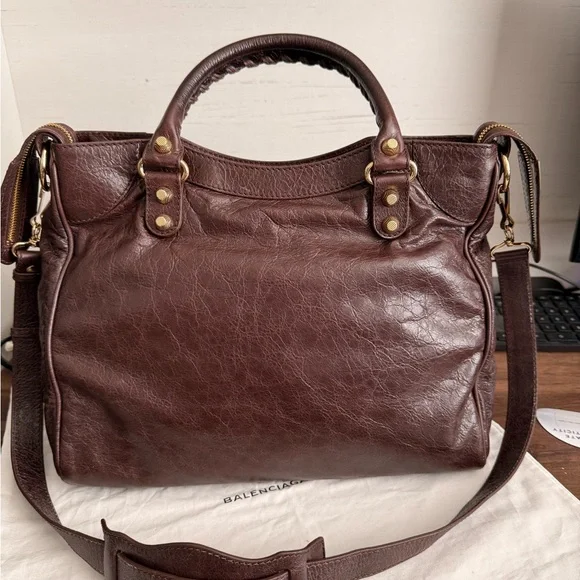 Balenciaga Velo in Cigare Fonce Brown Leather Purse Shoulder Crossbody Bag - Picture 10 of 14